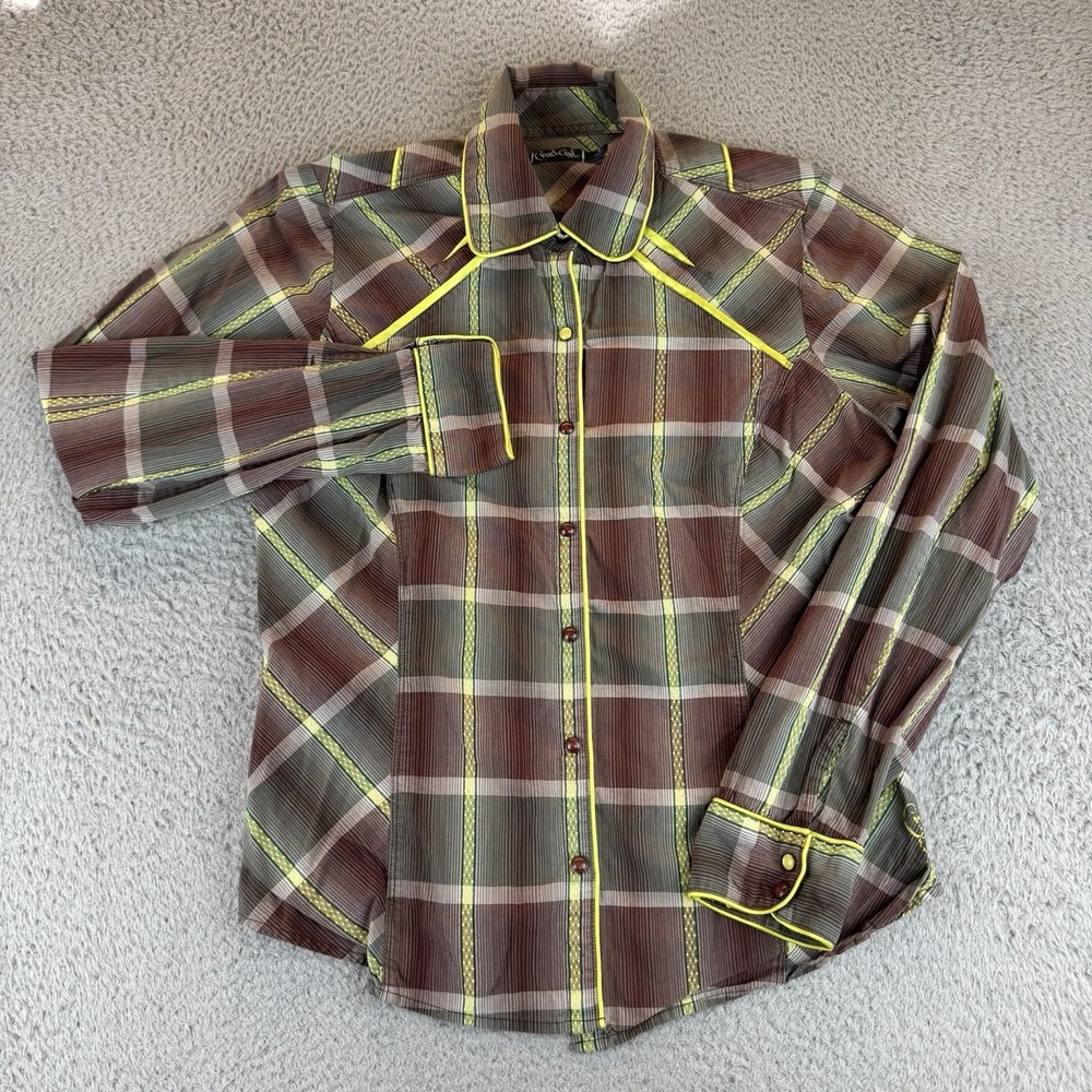 Cruel‎ Girl Girls Large Western Long Sleeve Snap Button Shirt Flannel Print